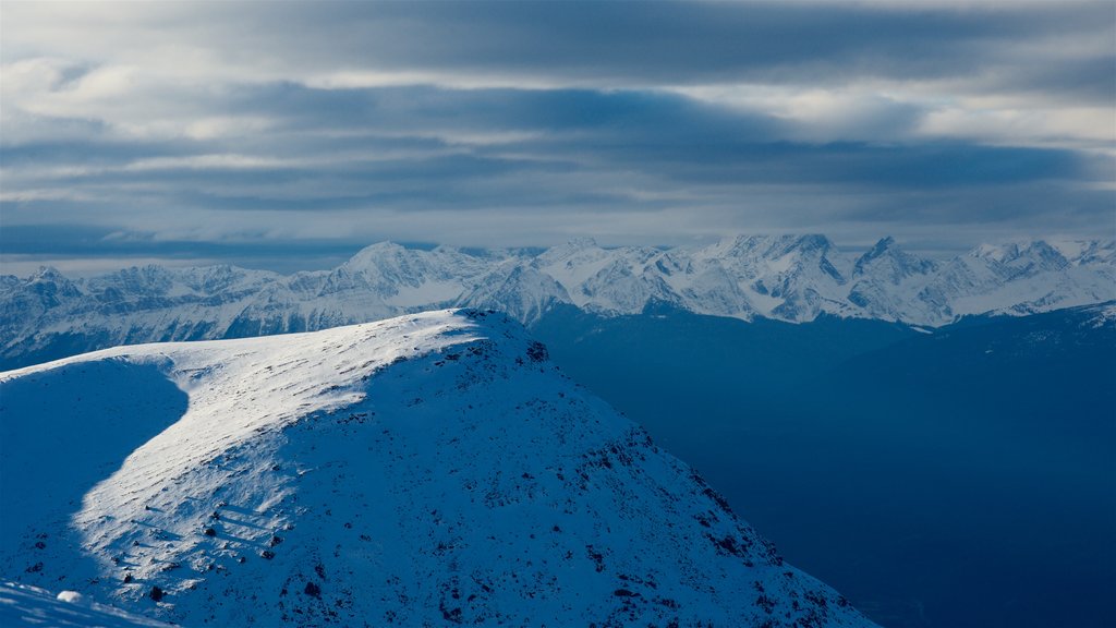 Jasper Tramway which includes tranquil scenes, snow and landscape views