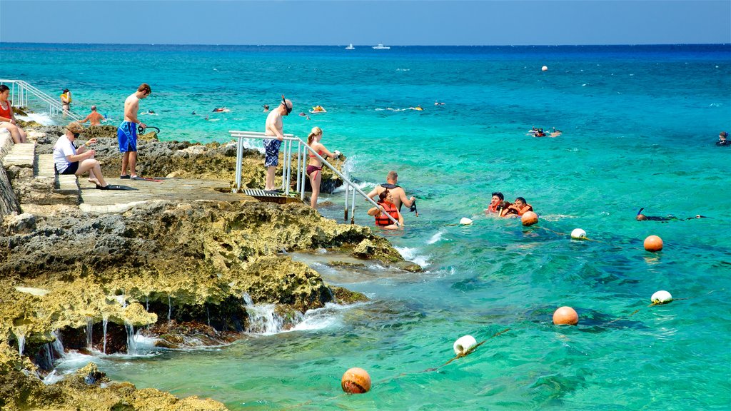 Cozumel which includes general coastal views, swimming and rugged coastline