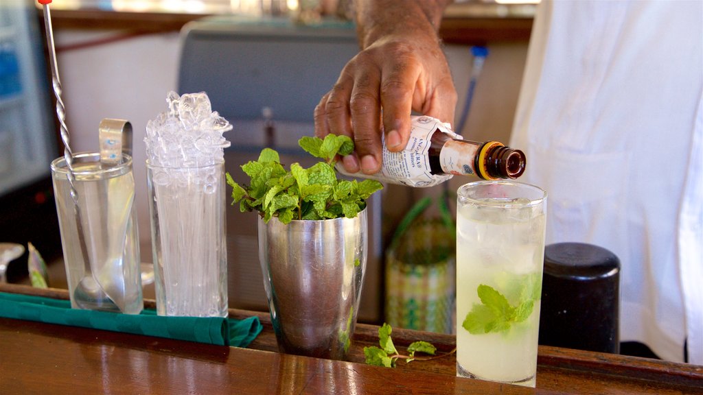 Josone Park mostrando refrescos o bebidas y un bar y también un hombre