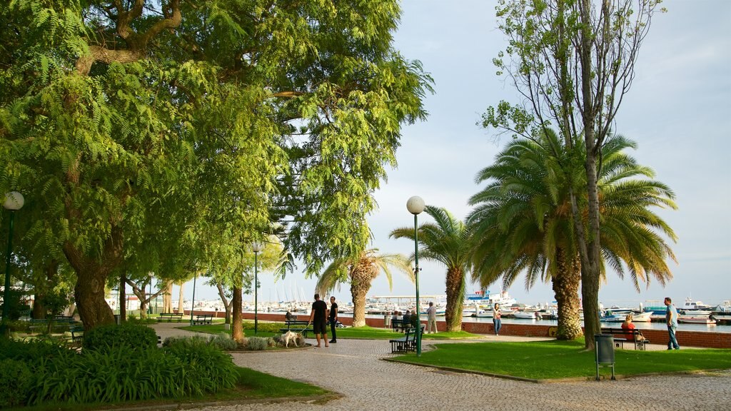 Olhao Harbour which includes a park