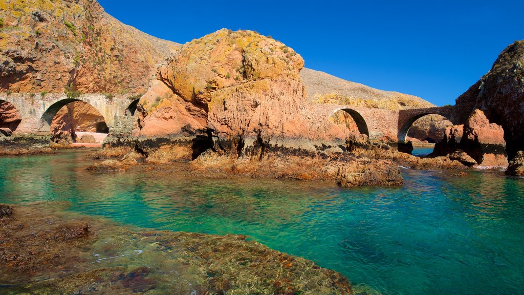 Berlenga Island which includes rocky coastline, general coastal views and heritage elements