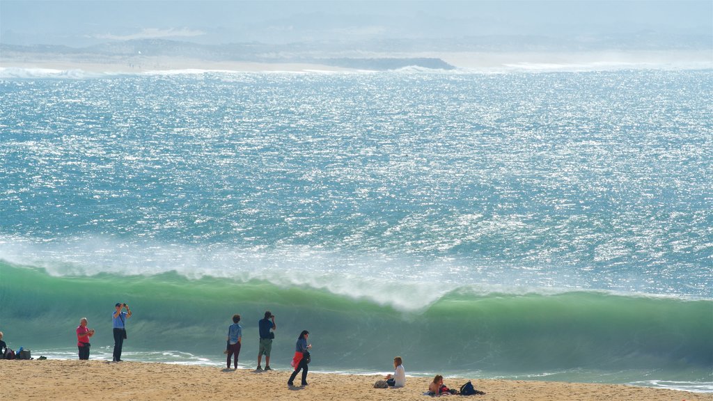 Nazare Beach showing waves, general coastal views and a sandy beach