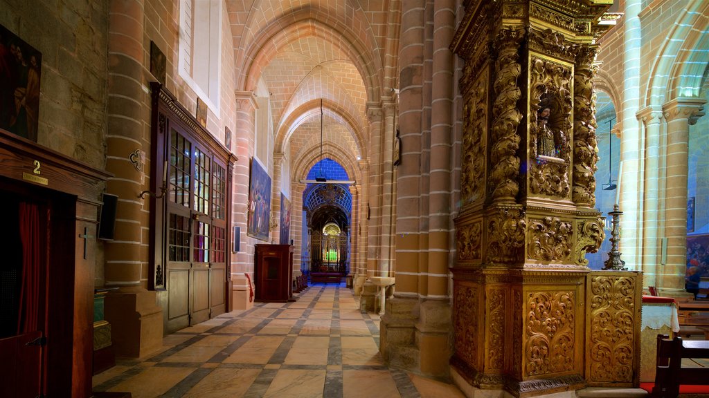 Evora Cathedral which includes interior views, heritage elements and a church or cathedral