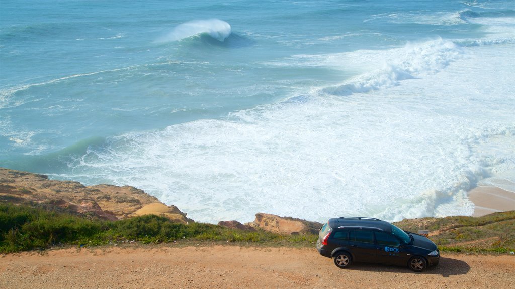 Norte Beach showing waves, rugged coastline and general coastal views