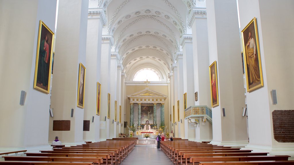 Vilnius Cathedral which includes interior views, religious aspects and art