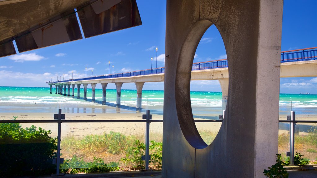 New Brighton Beach which includes a sandy beach and general coastal views