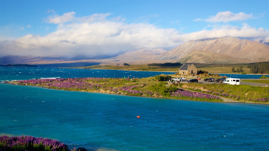 Church of the Good Shepherd showing a lake or waterhole and a church or cathedral