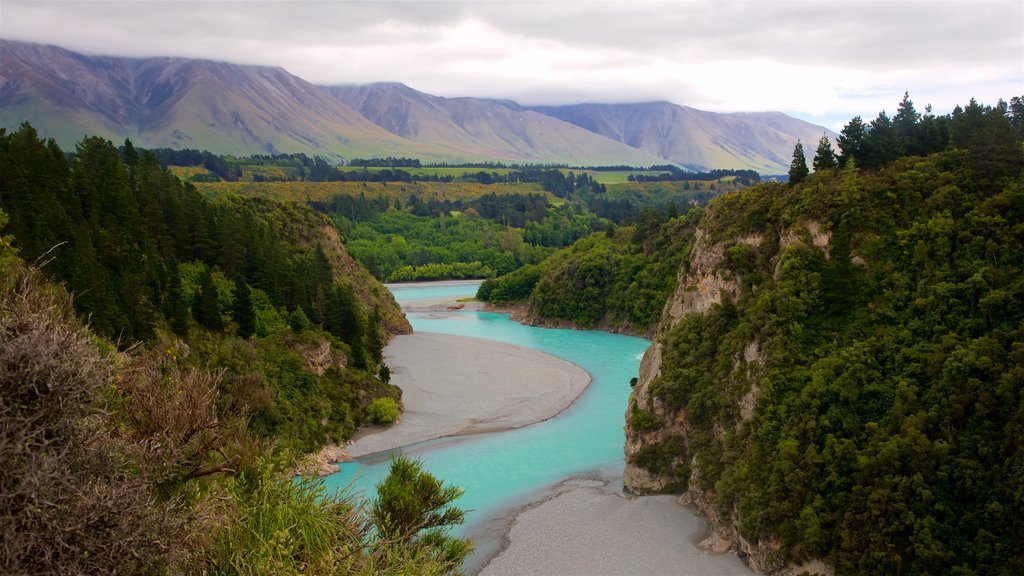 Rakaia Gorge featuring mountains, a river or creek and tranquil scenes