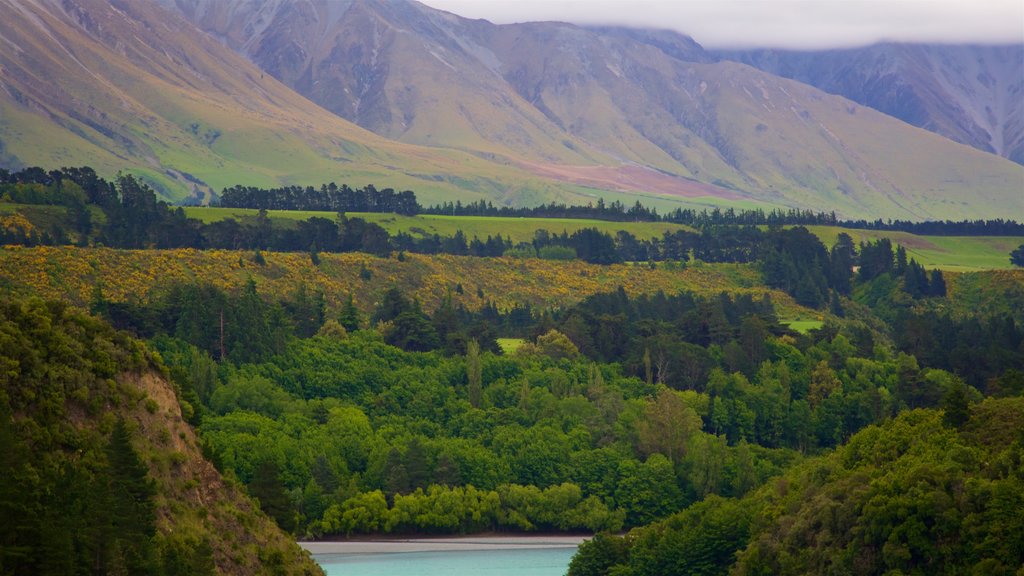 Rakaia Gorge som viser bjerge og fredfyldte omgivelser