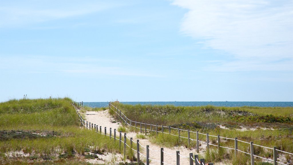 West Dennis Beach which includes a sandy beach and general coastal views