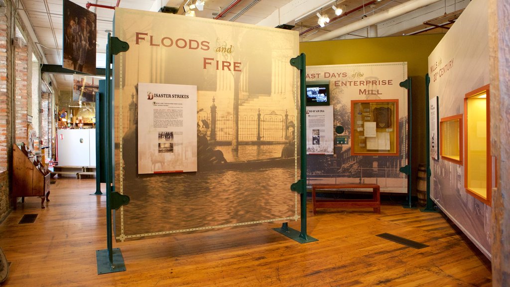 The Augusta Canal Interpretive Center at Enterprise Mill showing signage and interior views