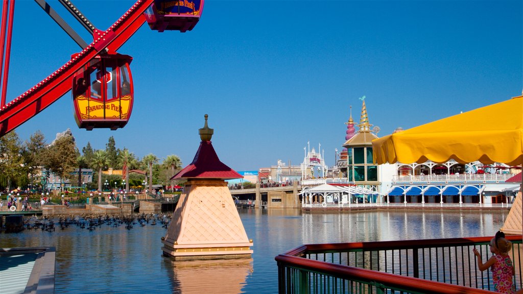 Disney California Adventure® Park showing a bay or harbour and rides