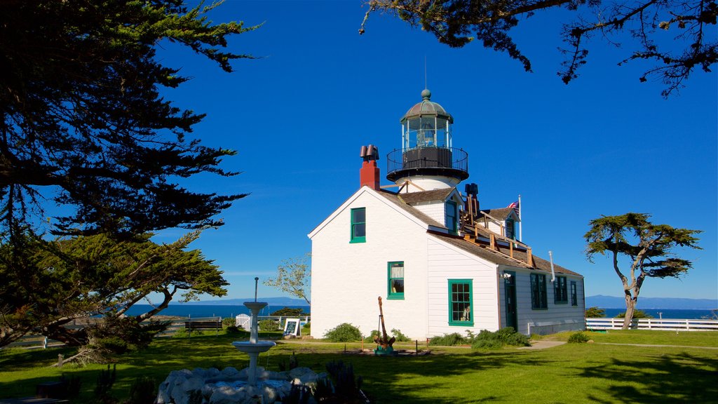 Point Pinos Lighthouse showing a lighthouse and general coastal views