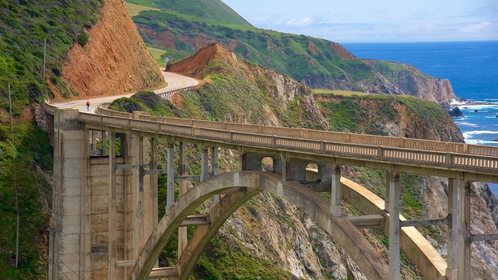 Bixby Bridge featuring general coastal views and a bridge