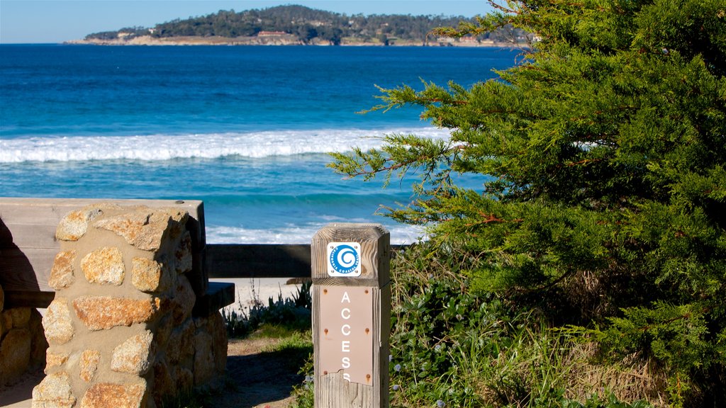 Carmel Beach which includes general coastal views