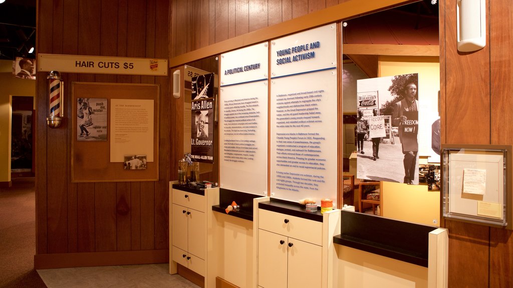 Reginald F. Lewis Museum featuring signage and interior views