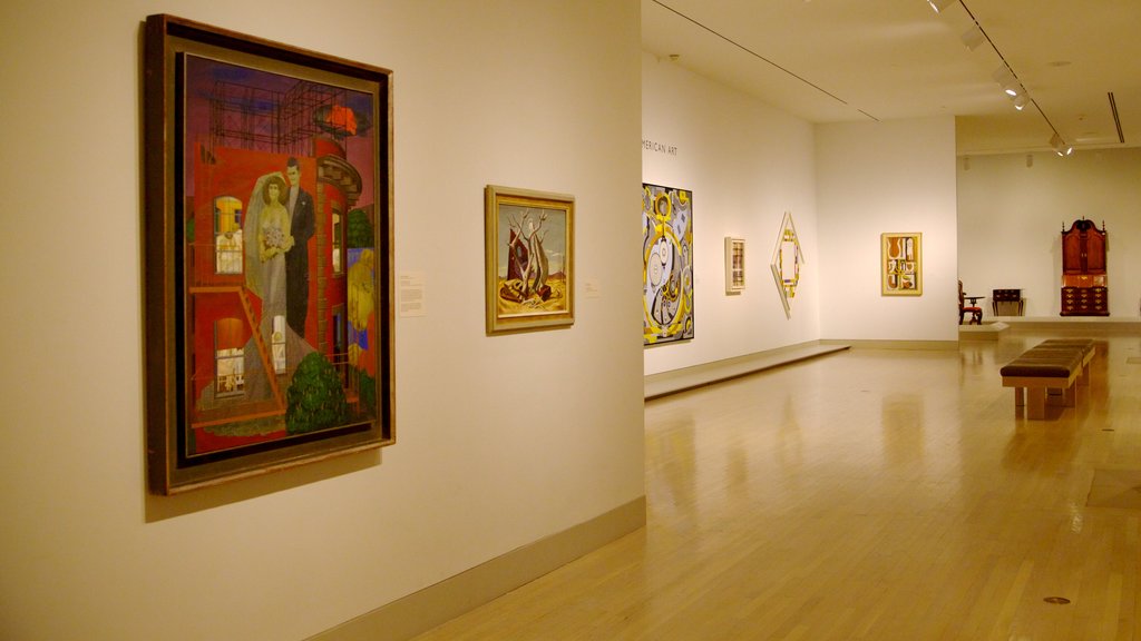 Museo de Arte de Dallas que incluye vistas interiores y arte