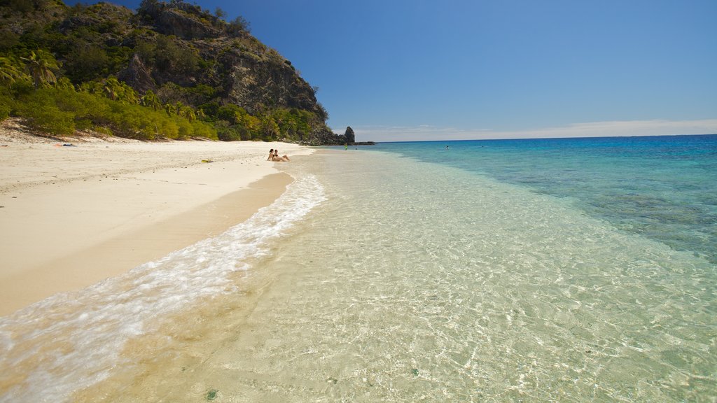 Islas Mamanuca que incluye escenas tropicales, vistas panorámicas y una playa