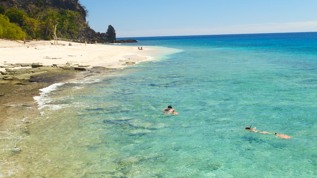 Mamanuca Islands which includes snorkeling, tropical scenes and a beach