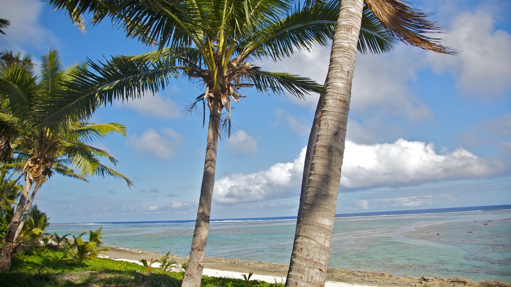 Coral Coast which includes tropical scenes and a beach