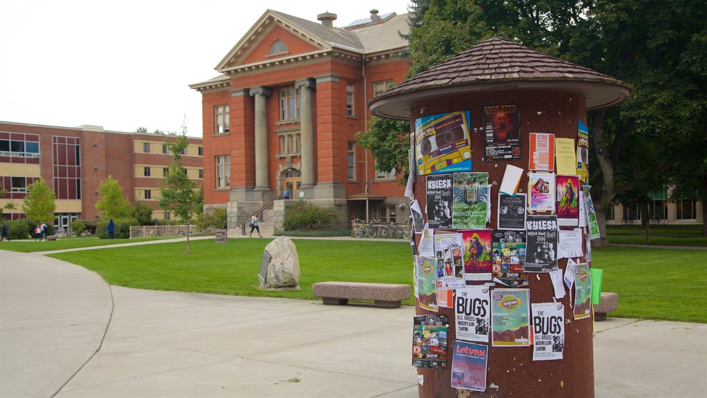 Missoula featuring heritage elements, a garden and signage