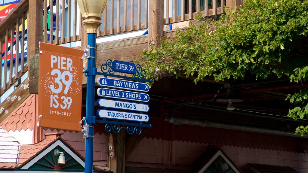 Pier 39 featuring signage