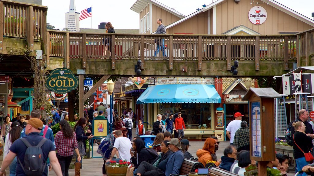 Pier 39 as well as a large group of people