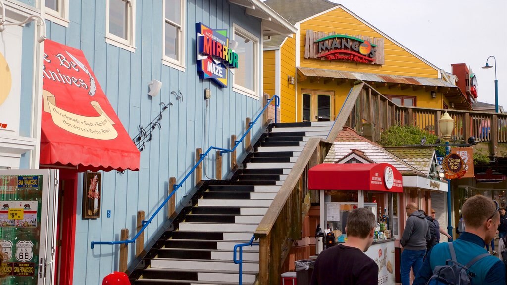 Pier 39 which includes signage