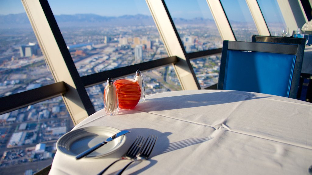 Stratosphere Tower which includes interior views and a city