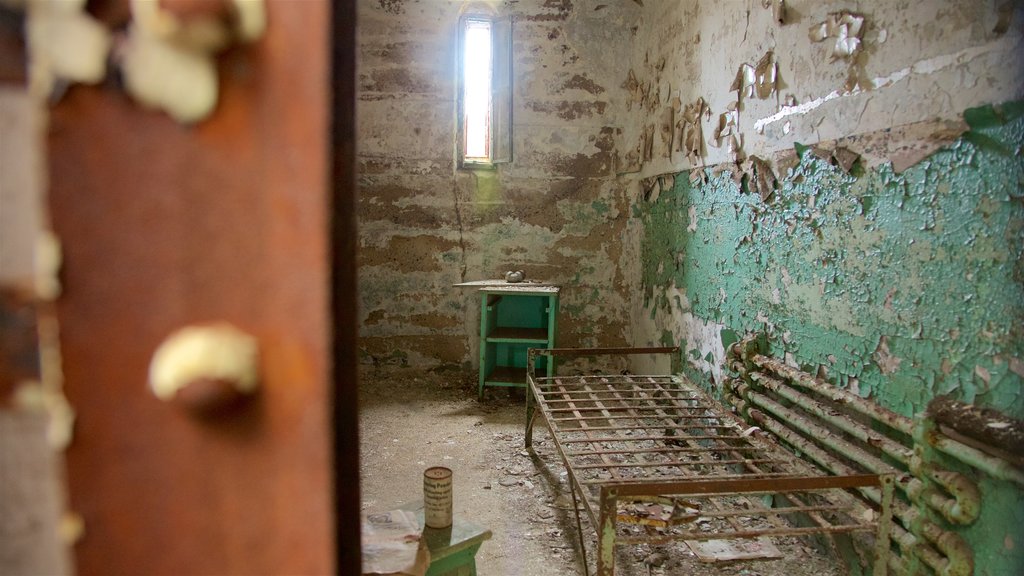 Eastern State Penitentiary showing interior views and heritage elements