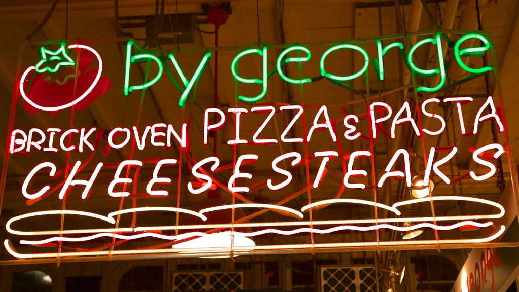 Reading Terminal Market which includes signage