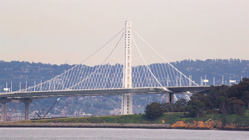 Bay Bridge que inclui uma ponte e um rio ou córrego