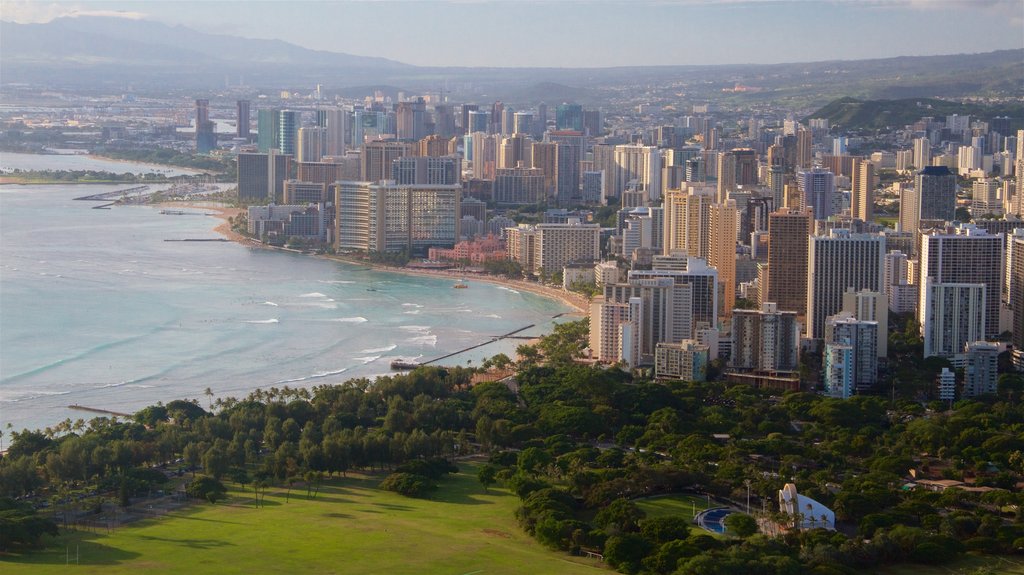 Diamond Head featuring landscape views, general coastal views and a sunset