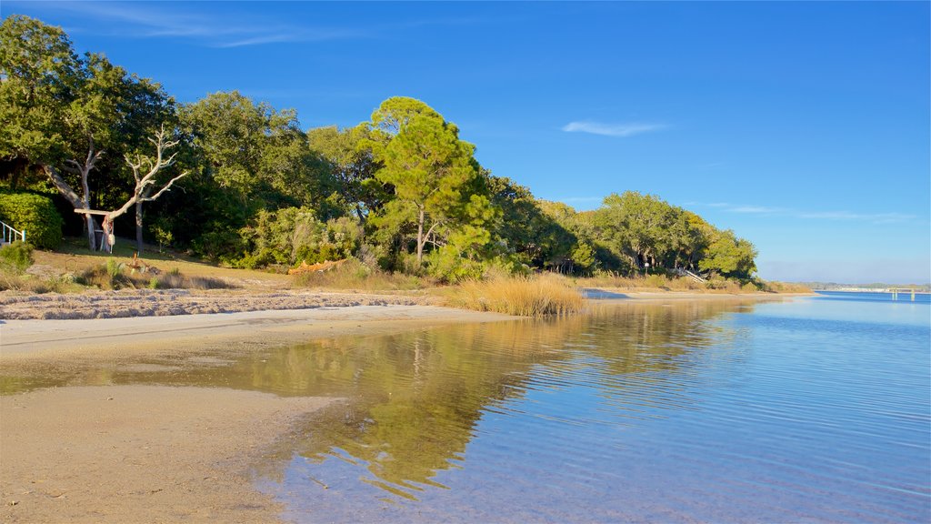 Upper Grand Lagoon ofreciendo una playa, pantano y un río o arroyo