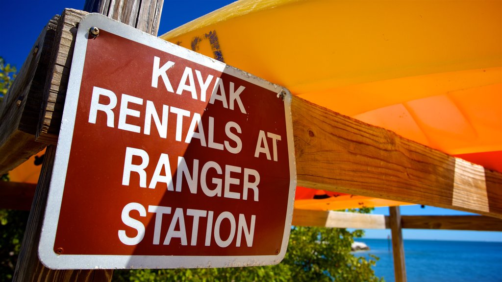 Curry Hammock State Park showing signage and general coastal views