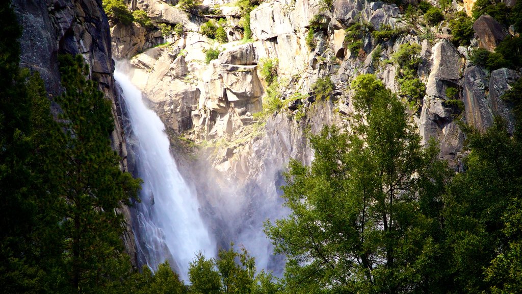 Tunnel View featuring a waterfall