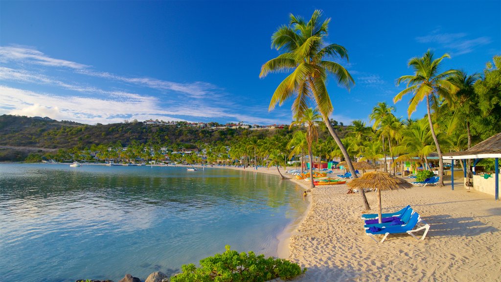 Bahía de Mamora que incluye escenas tropicales, vistas generales de la costa y una playa