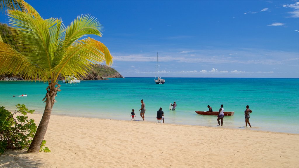 Carlisle Beach showing a sandy beach, general coastal views and boating