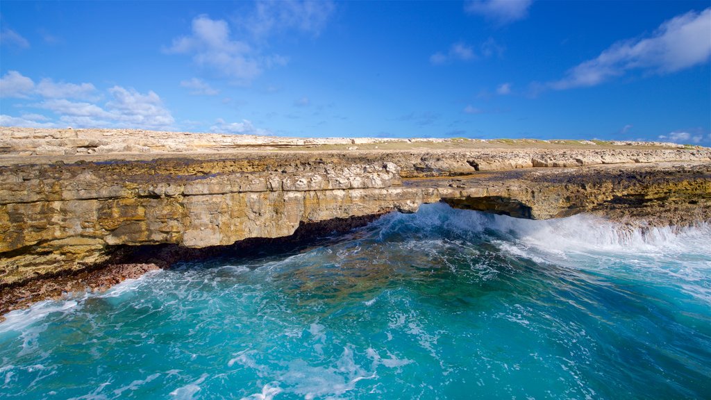 Devil\'s Bridge which includes general coastal views, surf and rugged coastline