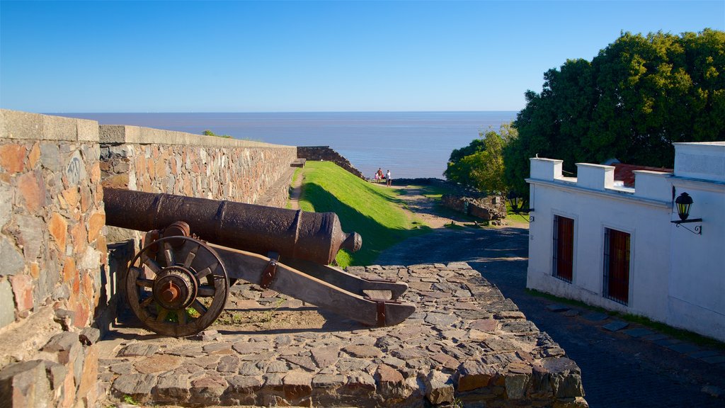 Uruguay showing general coastal views, military items and heritage elements