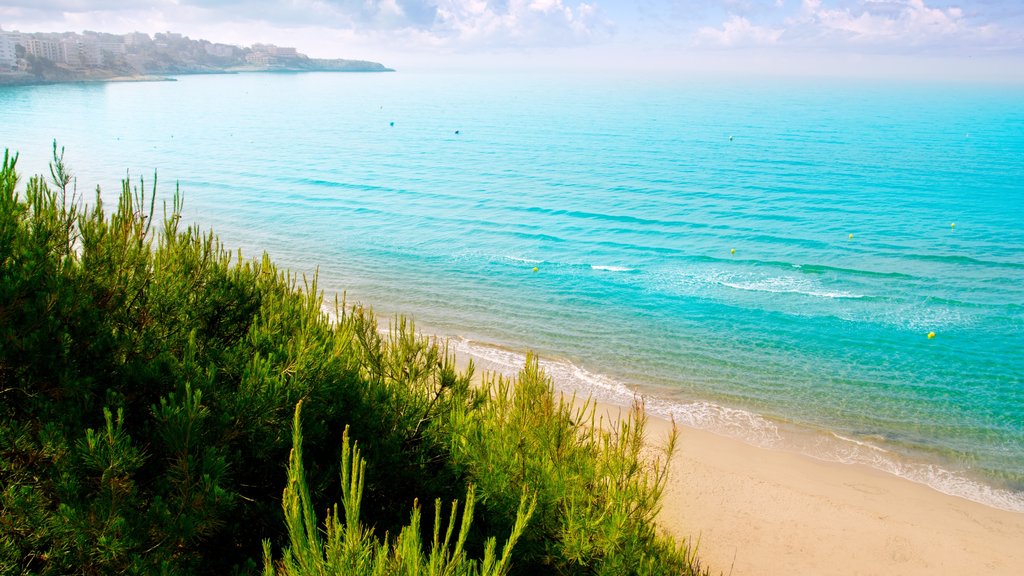 Salou que incluye vistas generales de la costa, una playa de arena y vistas de paisajes