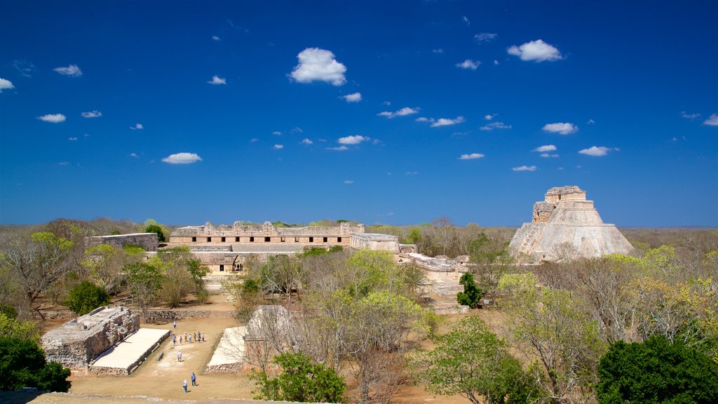 Pyramid of the Magician which includes landscape views, tranquil scenes and heritage elements