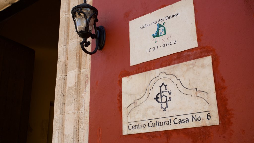 Casa Número 6 Cultural Center featuring signage