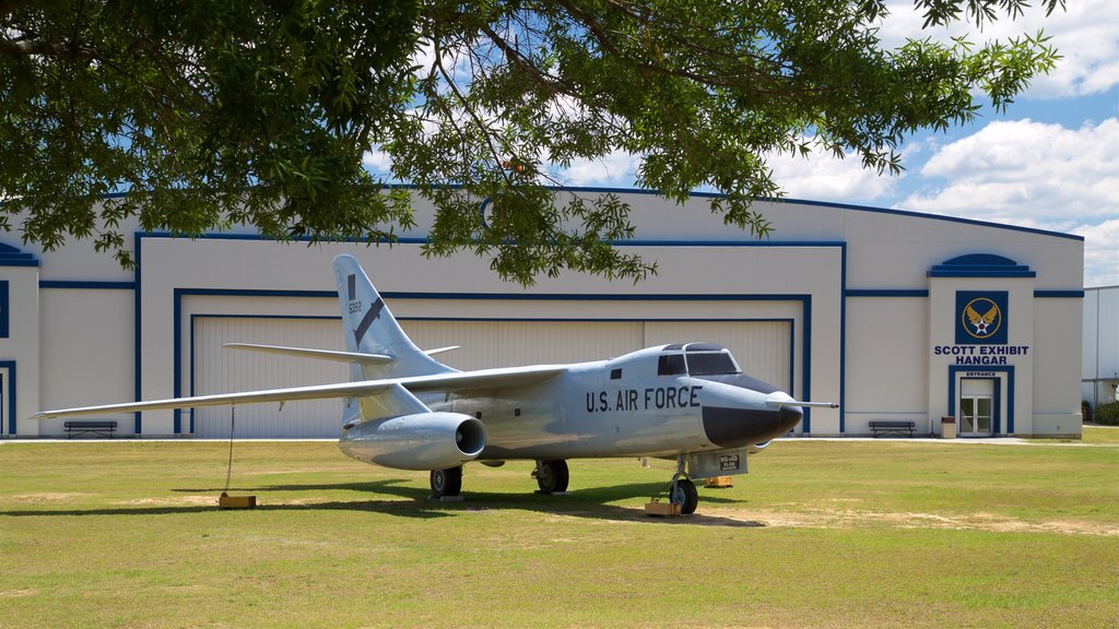 Warner Robins Museum of Aviation showing heritage elements and military items