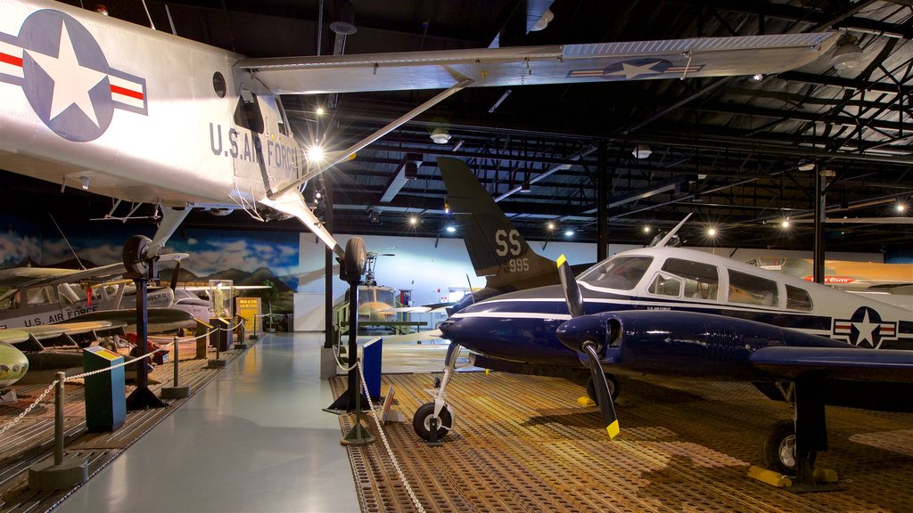 Warner Robins Museum of Aviation which includes military items, heritage elements and interior views