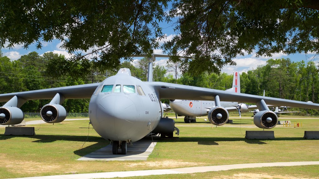 Warner Robins Museum of Aviation featuring heritage elements, a park and military items