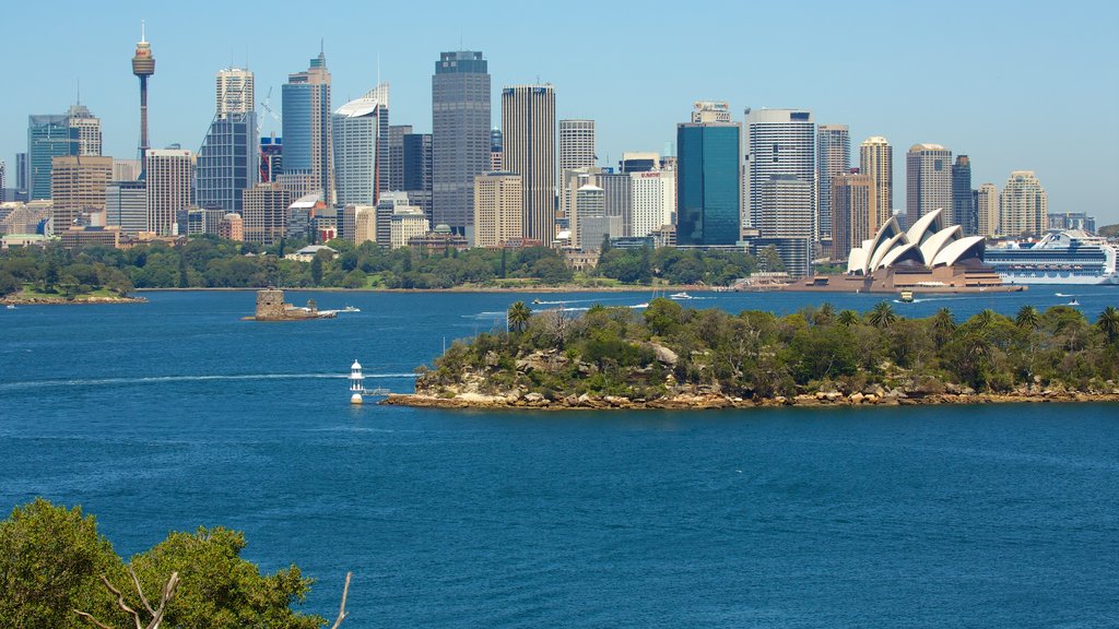 Mosman showing a city, a bay or harbour and a skyscraper