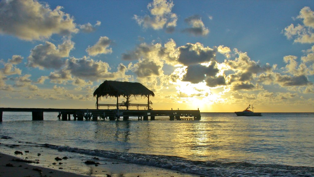 Trinidad que inclui paisagens litorâneas, um pôr do sol e cenas tropicais