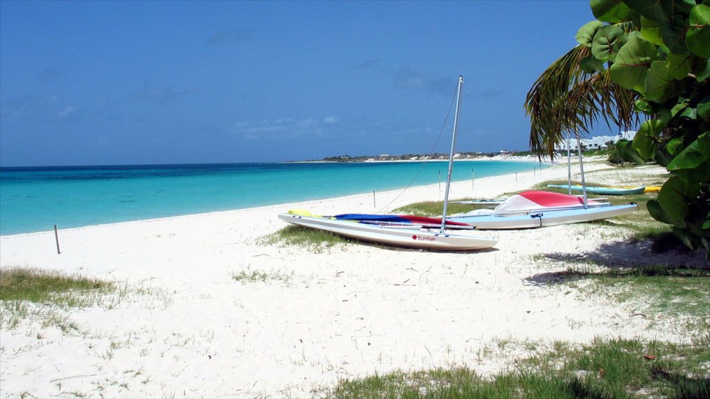 Anguilla og byder på tropiske områder, en sandstrand og udsigt over landskaber