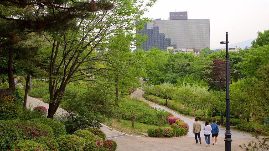 Jardín Botánico de Namsan que incluye flores silvestres y jardín y también un pequeño grupo de personas